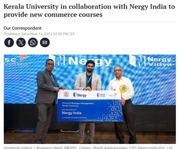 University of kerala is joining hands with Nergy India