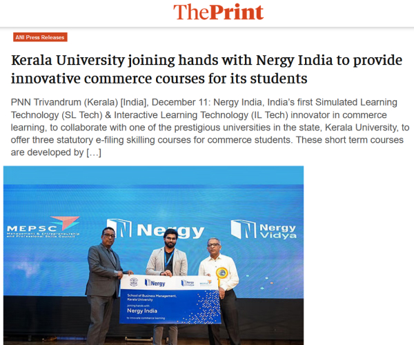 University of kerala is joining hands with Nergy India